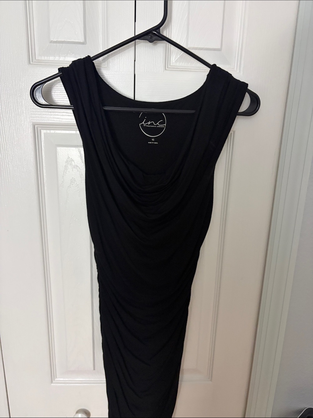 INC International Concepts Black Draped Cowl Neck Sleeveless Tunic